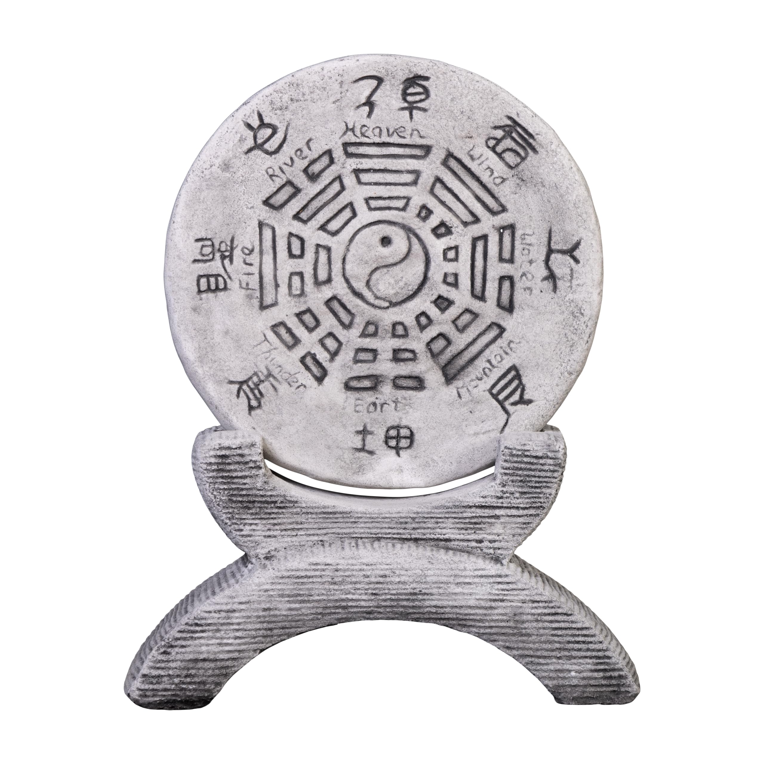 gartendekoparadies.de Chinese garden horoscope Yin and Yang, H. 47 cm, 13 kg, gray, frost-proof made of cast stone for outdoor use
