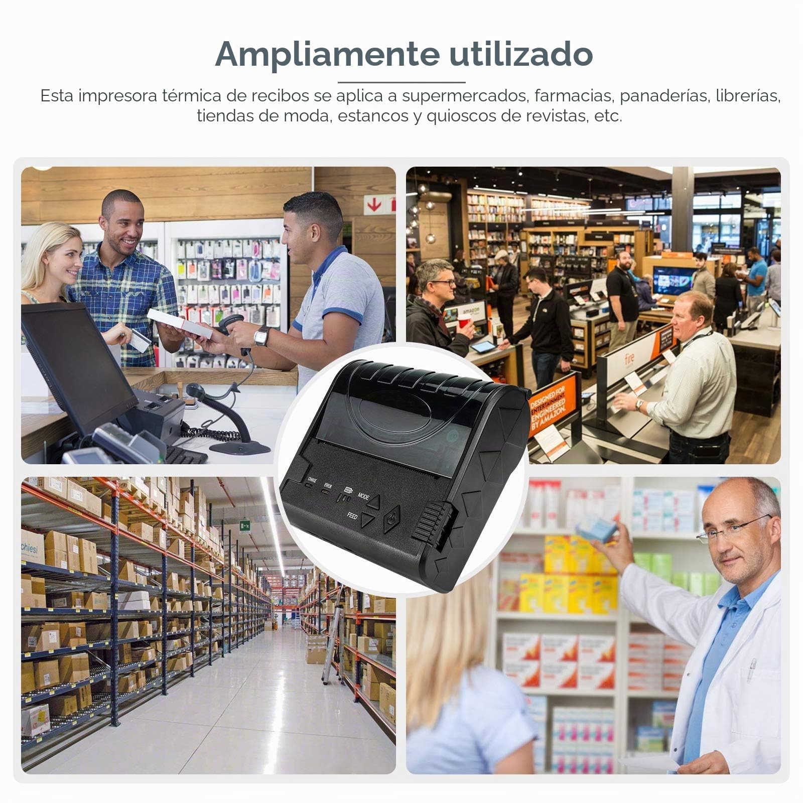 NETUM Impresora de Recibos térmica inalámbrica Bluetooth de 80 mm 3 Pulgadas Mini USB POS Impresora de facturas personales Compatible con Android/iOS/PC/Windows/Linux NT-8003