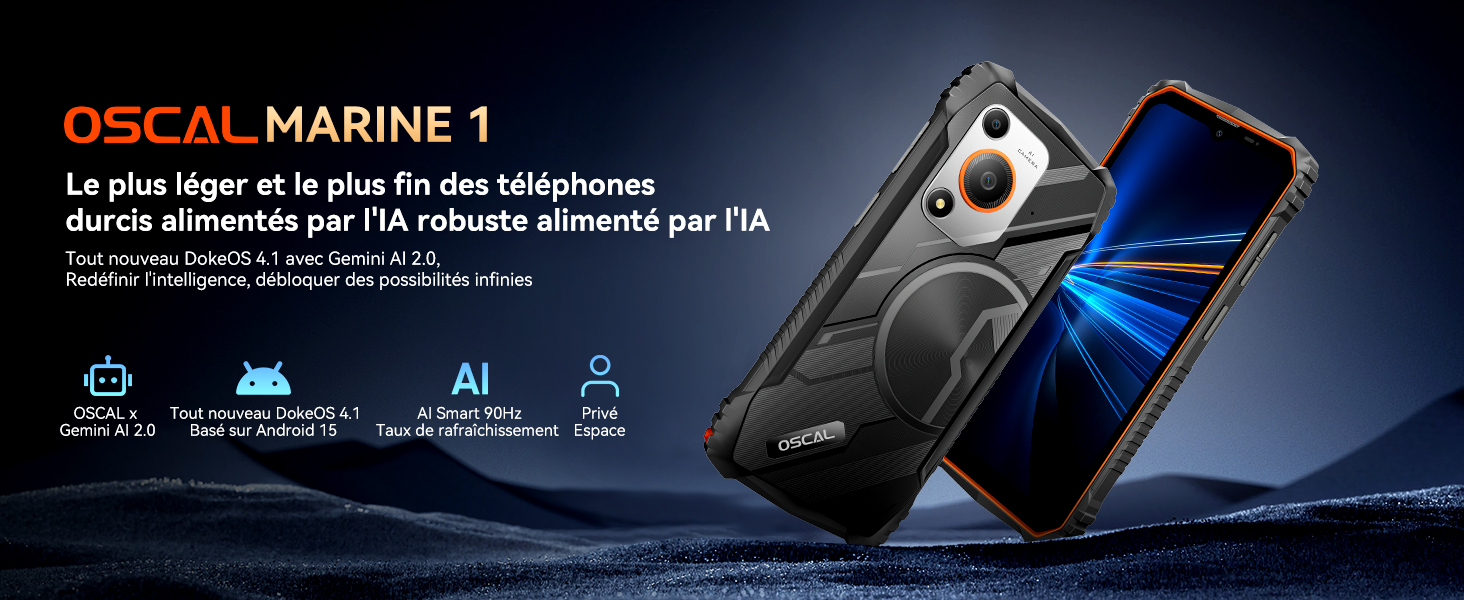 OSCAL Marine 1 Telephone Portable Incassable 2025, Android 15, 13
