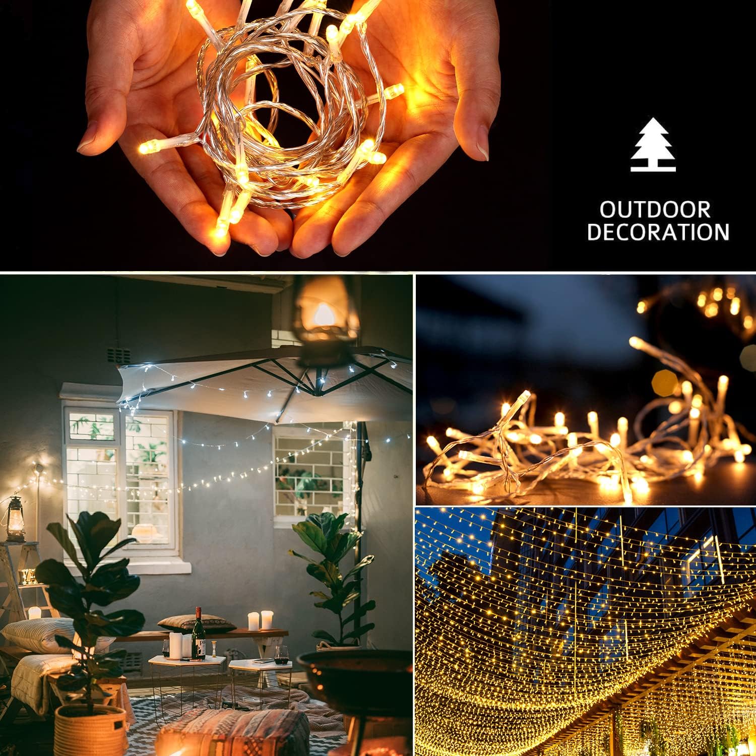 200LED 66Ft Fairy Lights Plug in, String Lights with Remote Control 8 Modes Waterproof Twinkle lights with Timer for Bedroom Wedding Party Christmas Decor Outdoor Indoor (Warm White)