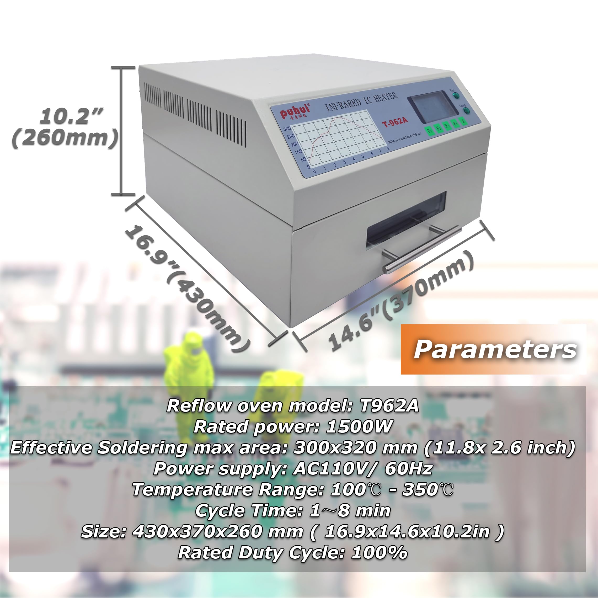 INTSUPERMAI Reflow Oven T-962A Micro-computer Control Reflow Soldering Machine with 300x320mm Soldering Area Drawer Type Lead Free Reflow Soldering Machine 110V 1500W