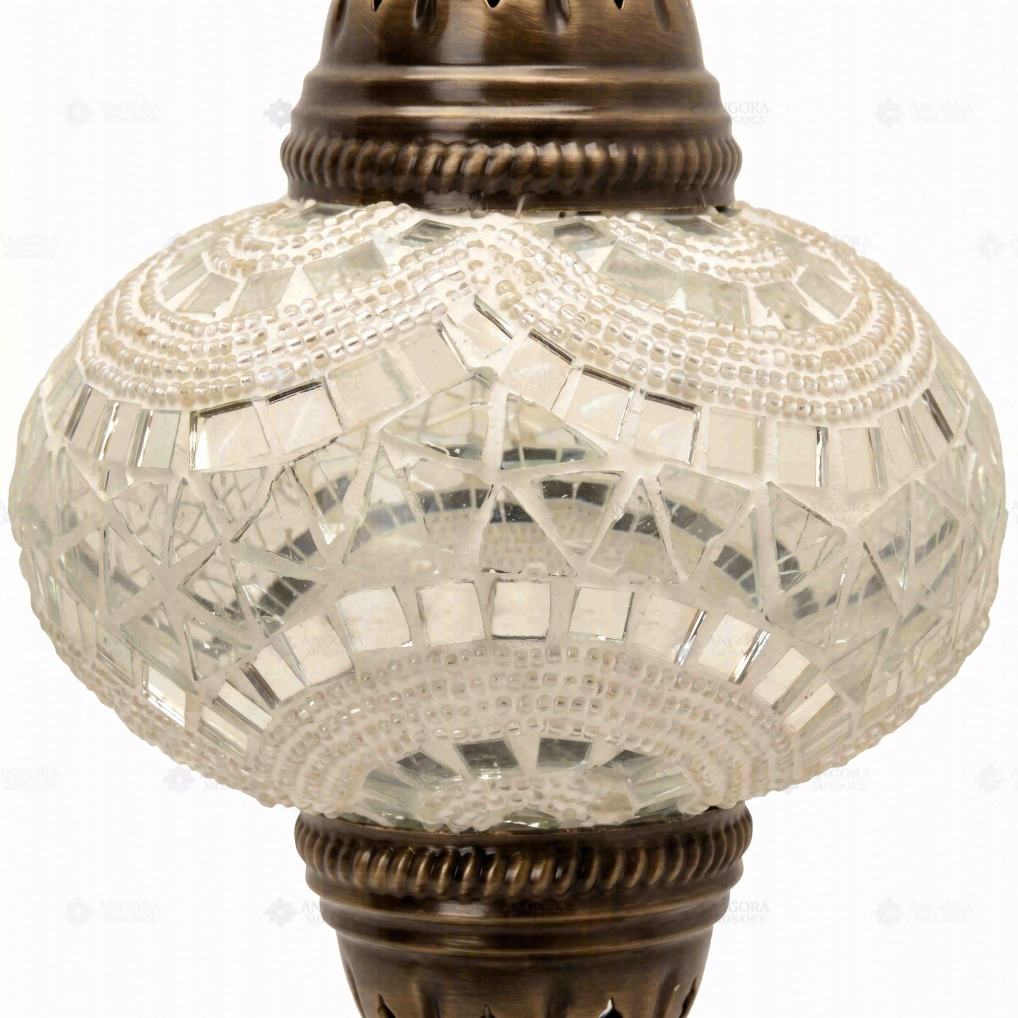 ENVA Przezroczysta lampa stołowa z mozaiką - turecka lampa mozaikowa - lustrzany geometryczny wzór - marokańska lampka nocna, lampa biurkowa