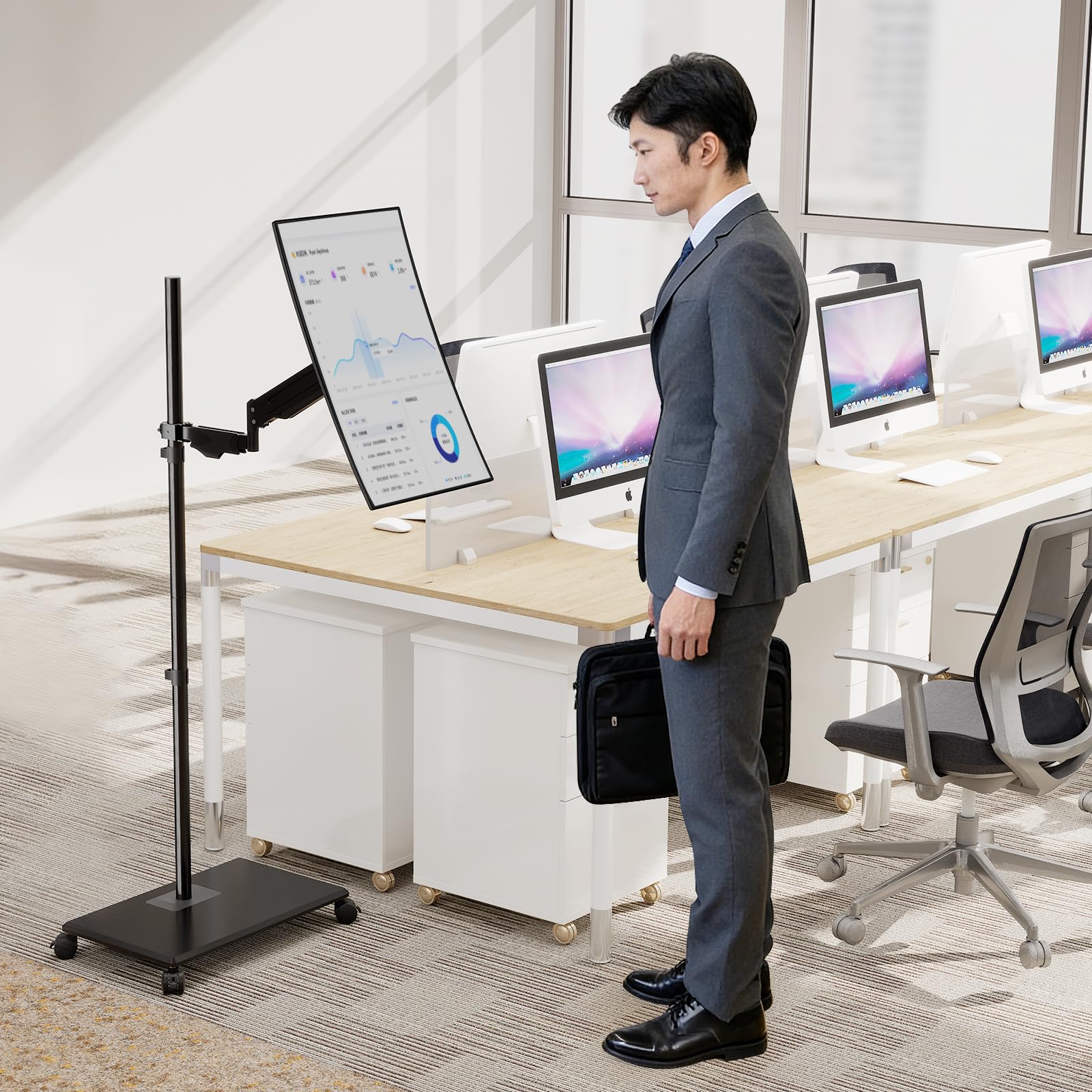 Amazon.co.jp: Pholiten 置き型 自立式PCモニタースタンド 高いアーム