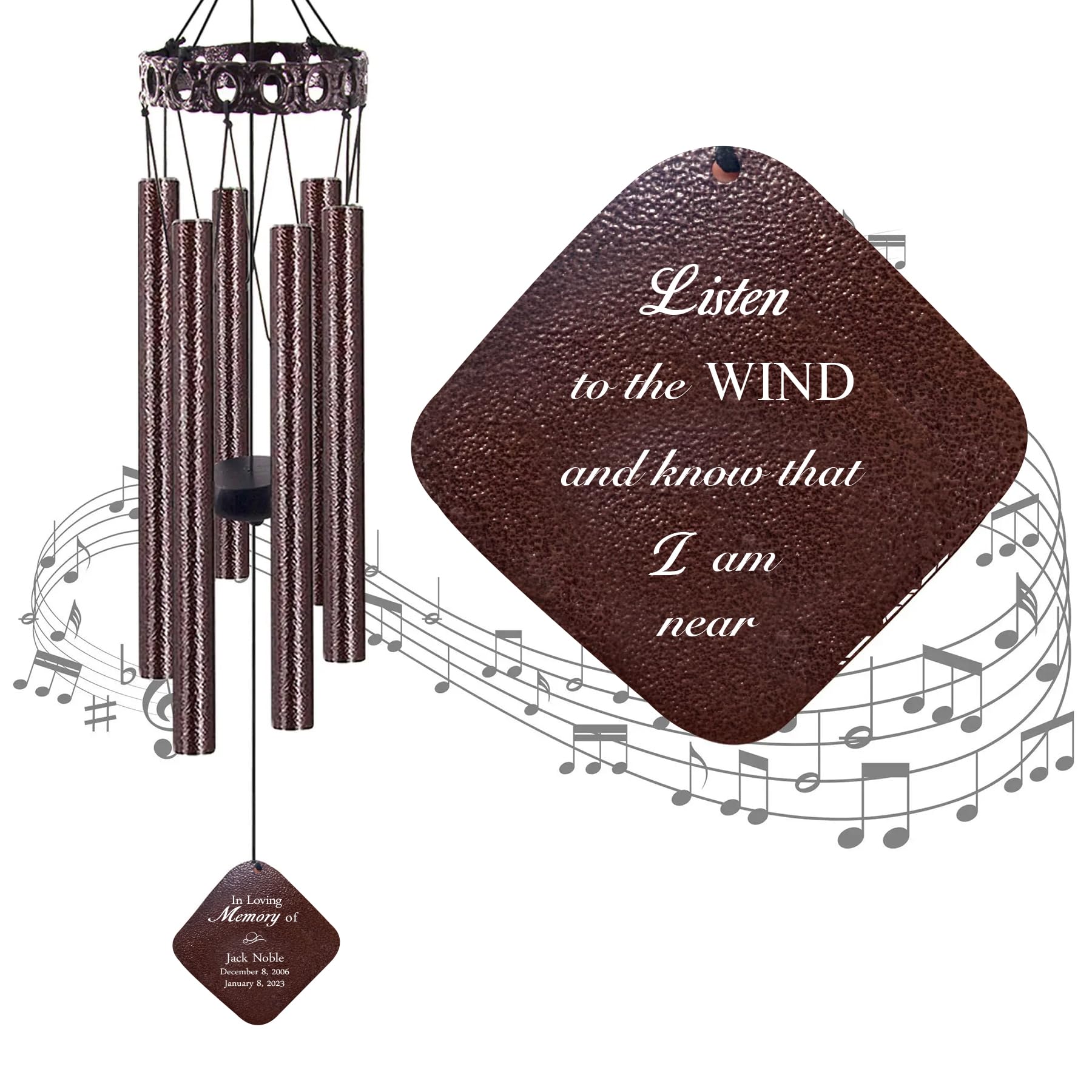ASTARIN Personalized Memorial Wind Chimes, Customized Wind Chime for Loss of Loved One/Mother/Father, Wind Chimes for Outside Garden Decoration, Sympathy Gifts for Women/Man