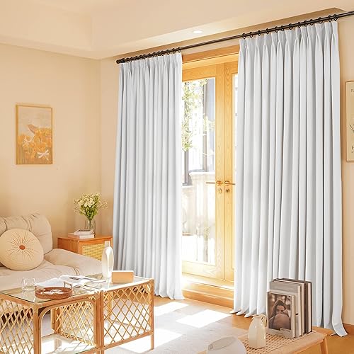 Miniatura 2 de HUTO Cortina Opaca de Media Ventana Extra Larga con Pliegues Pinzados para Dormitorio y Sala de Estar, Cortinas de Tratamiento de Ventanas de