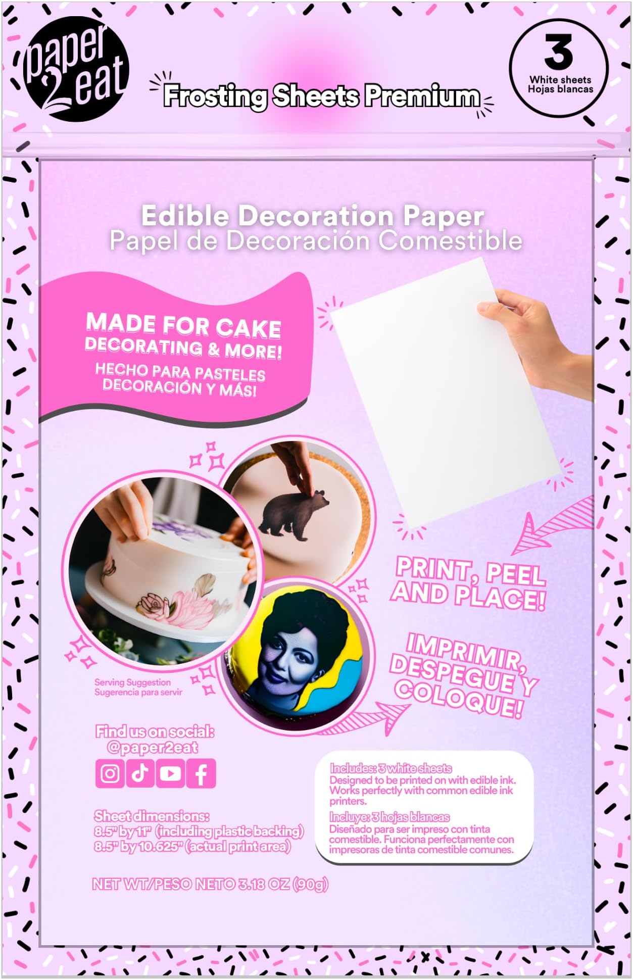 Frosting Sheets Premium 8.5“ x 11“ - 3 Count - White Edible Icing Sheets - Kosher Certified