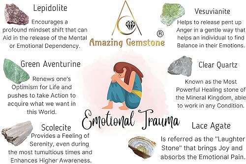 Miniatura 3 de Cristales para manifestación de trauma emocional, juego de 6 cristales curativos de lepidolita, aventurina verde, escolecita, vesuvianita, ágata de
