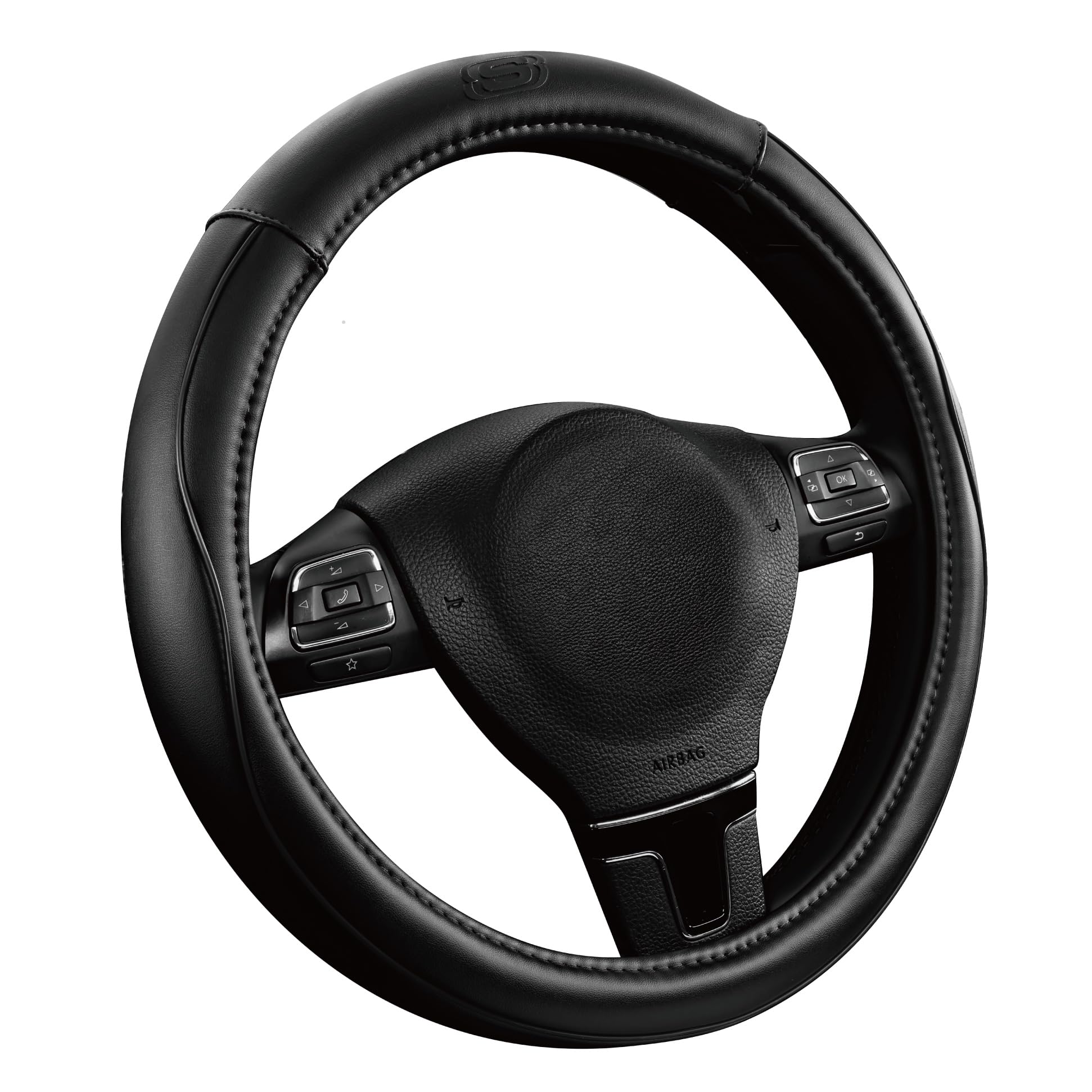 Photo 1 of Skechers Memory Foam Steering Wheel Cover,Piping Microfiber Leather Steering Wheel Cover Sporty Universal Fit 14" 1/2-15" Car Wheel Protector for Men Women Fit Suvs,Vans,Sedans,Car,Trucks,Black
