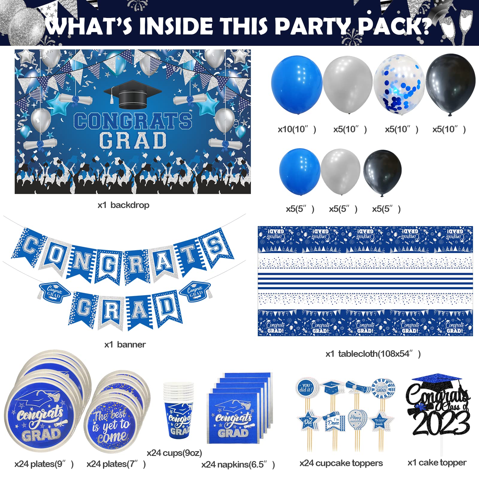 Graduation Party Blue White Background