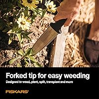 Vista 3 de Fiskars Hori Hori - Cuchillo de jardín con funda, herramienta de mano de jardinería multiusos resistente para deshierbe, plantar, excavar