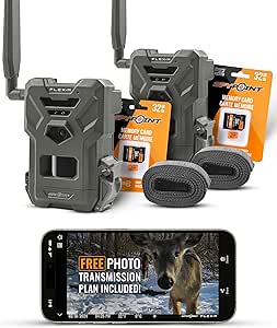 SPYPOINT Flex-M Twin Pack Cellular Trail Cameras - 2 SD Cards Included, Best Hunting Accessories, No WiFi Needed, GPS, Night Vision, IP65 Water-Resistant, 28MP Photos, & 720p Videos + Sound (2) asin的图片