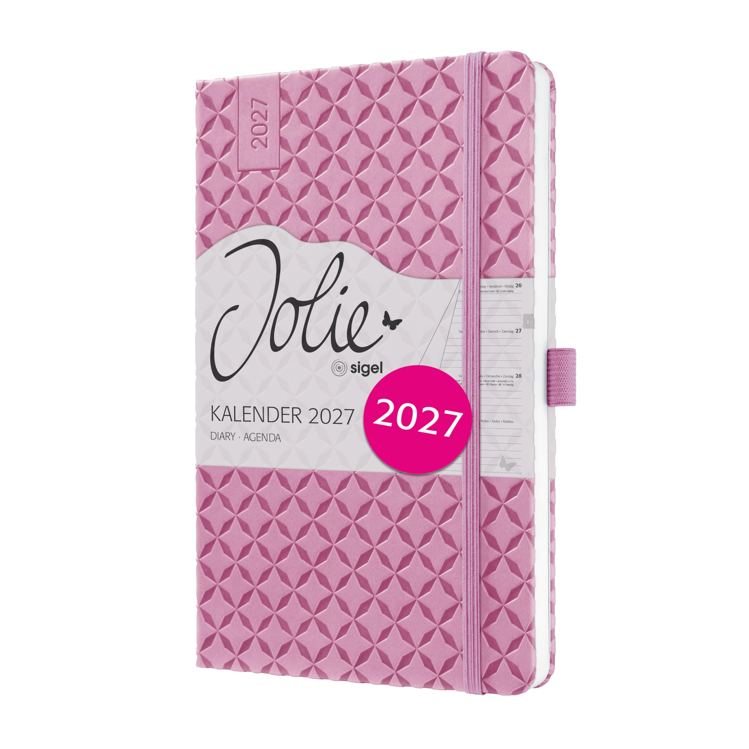 SIGEL 7J137 Weekly planner Jolie 2027-1 year - approx. A5 - Petal Pink - 2 pages = 1 week - hardcover - 80 gsm - pink - 174 p. - FSC-certified