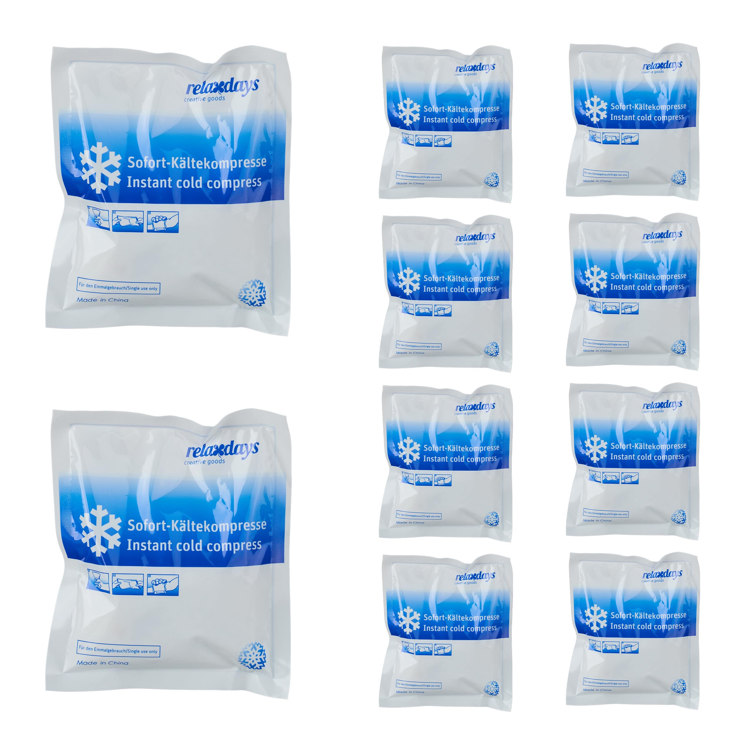 Relaxdays Instant Cold Compress, Set of 20, Ice Packs, 14.5 x 12.5 cm, First Aid, Injury & Pain Relief, Cooling Therapy