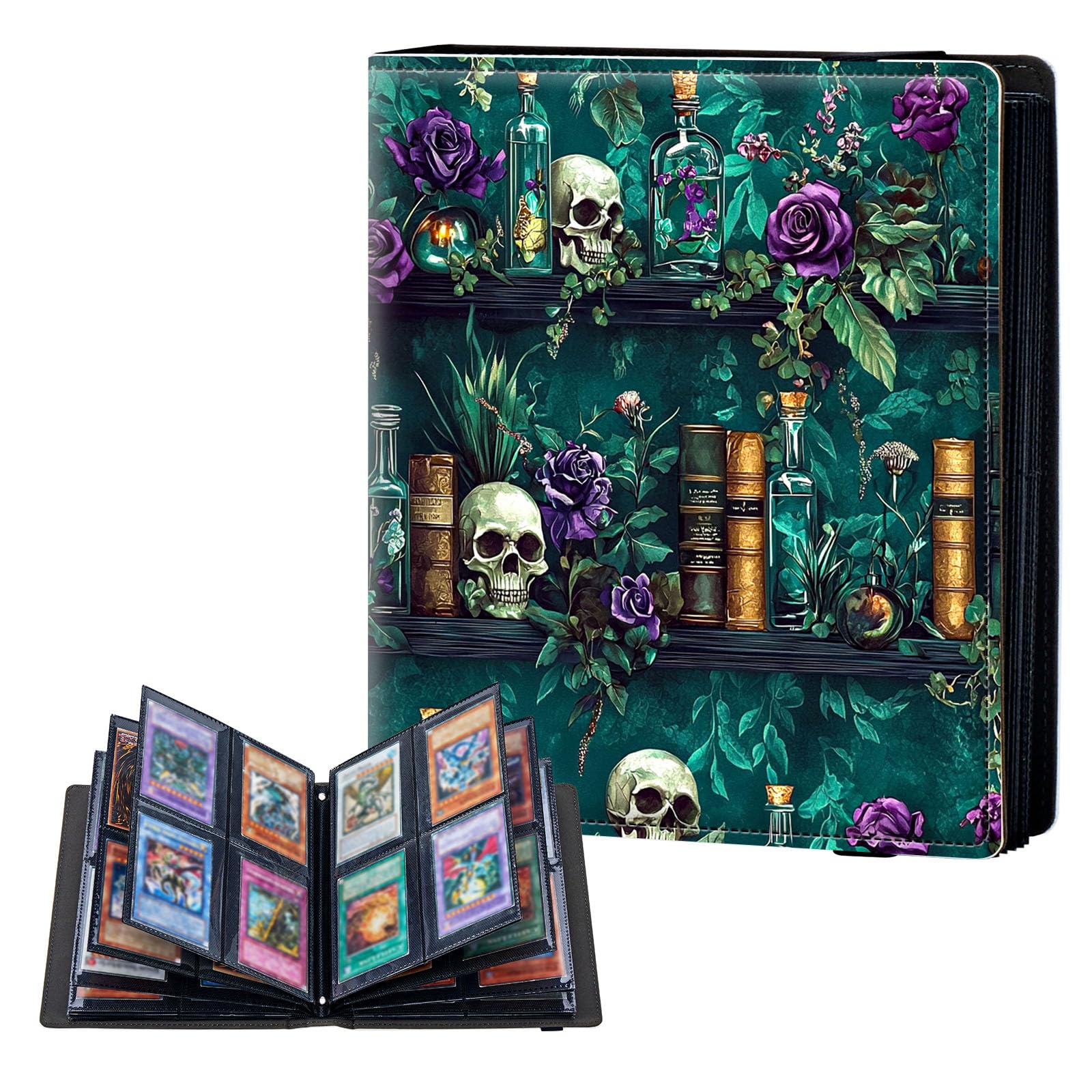 ETLKJVBL 4 Pocket Trading Card Binder, Card Collection Binder for TCG, MTG, Sports Cards, Baseball, Green Shelves Trading Card Book Holder for Collectors, Top Loader Binder — image 1