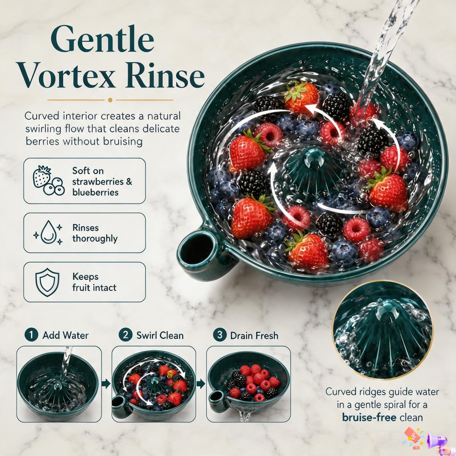 Generisch Beeren Waschschüssel Mit Abfluss Self Spinning Berry Washing Bowl