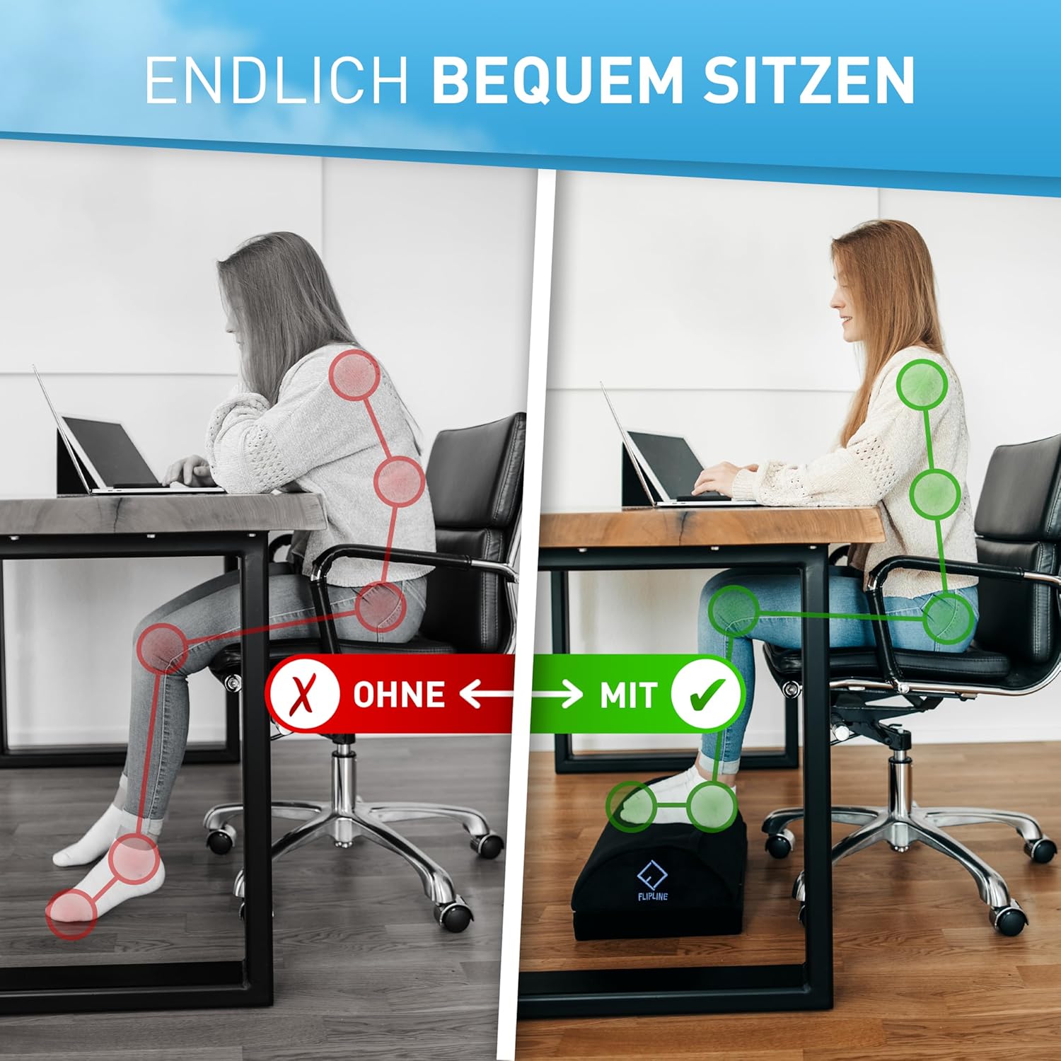 FLIPLINE Fussstütze: Der perfekte Fusskomfort für Ihr Homeoffice!