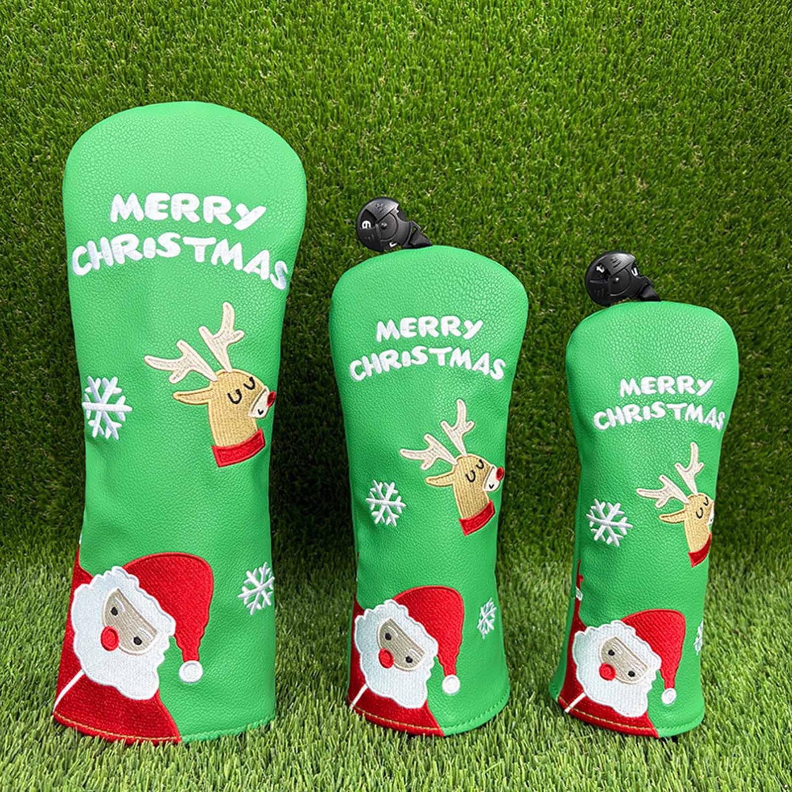 Cubiertas Decorativas Navideñas De Piel para Cabezales Palos Golf Driver Fairway Wood Accesorio Protector