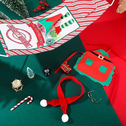 Miniatura 7 de Zhanmai Juego de 10 accesorios de muñeca elfo de Navidad, incluye vasos de caña, guirnalda, hamaca, almohada, farol, delantal, sombrero, caja de