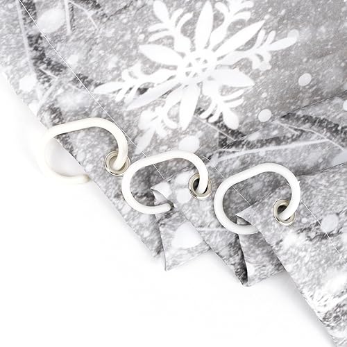 Miniatura 7 de EOBTAIN Cortina de ducha de invierno de Navidad para baño, escena de invierno, copo de nieve, flamenco rosa y cardenal sobre árbol de pino, cortina