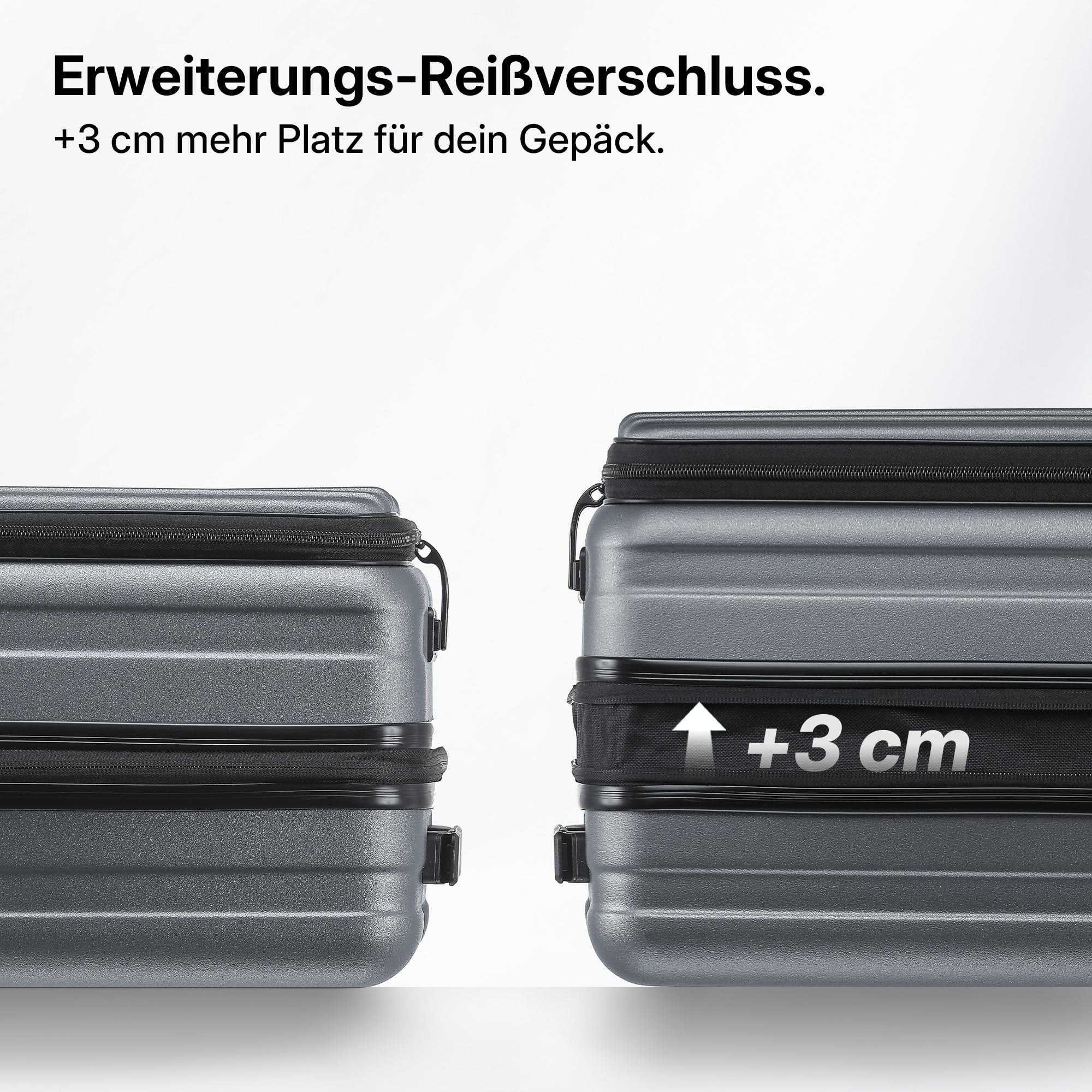 Münicase Handgepäck Koffer M 50 cm mit Laptopfach, Businessgrey | Oberseiten-Zugriff, Erweiterbar, Kompressionsgurt, Kratzfest, Leichtgewicht, Außenmaße 50 x 35 x 23 cm