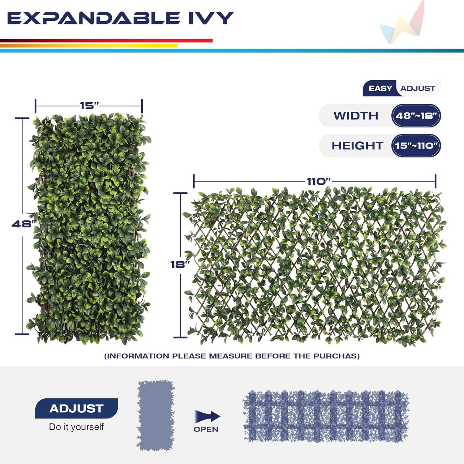 Windscreen4less Artificial Expandable Ficus Leaf Faux Leaves Privacy Fence Screen for Outdoor Indoor Backyard Patio Balcony (Single Sided Leaves, 1 Pack)