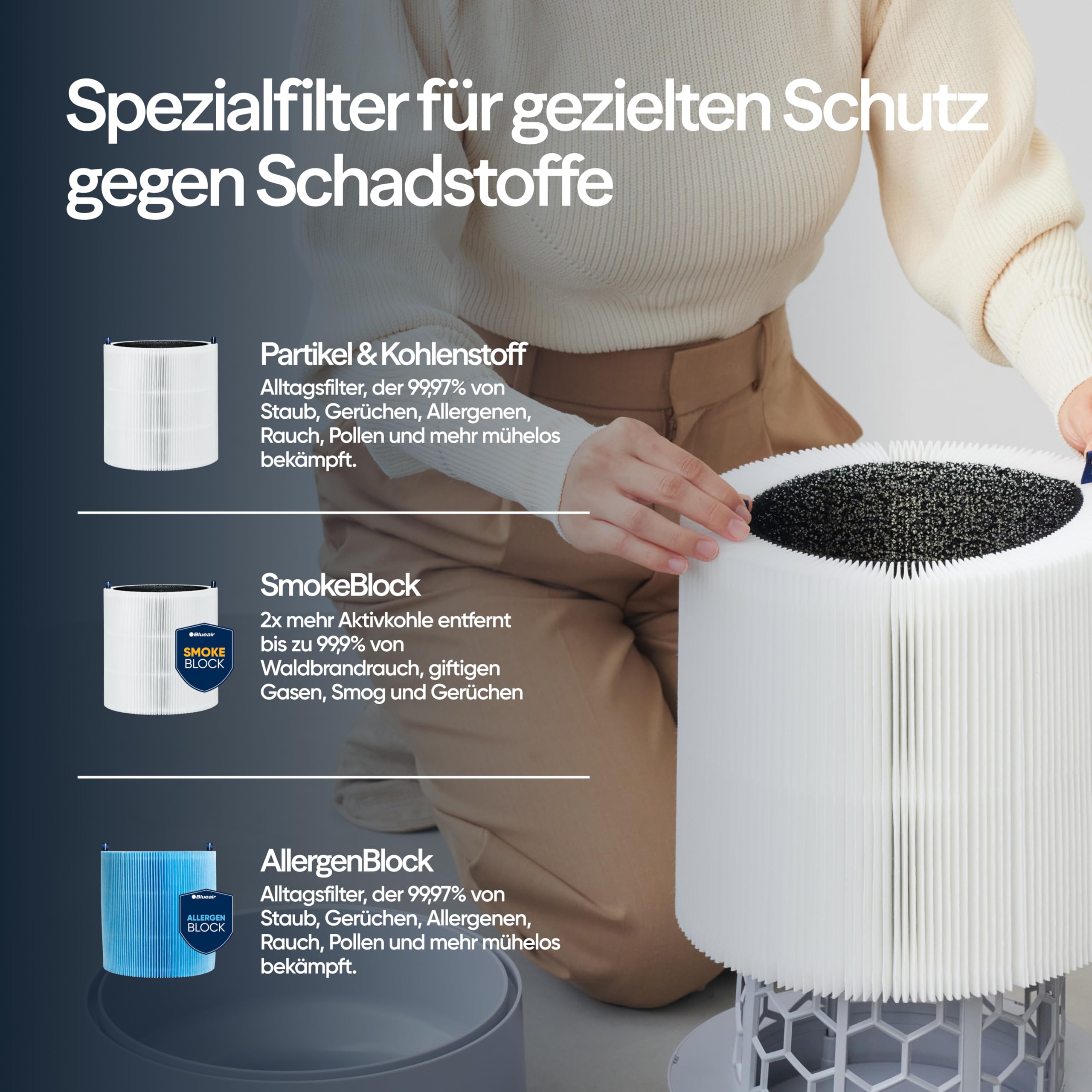 BLUEAIR Luftreiniger für Räume bis 43 m² – Smart, Leise, HEPASilent Technologie, Ideal für Zuhause, Schlafzimmer, Kinderzimmer, Gegen Staub, Allergene, Rauch, Schimmel, Tierhaare – Blue Pure 511i Max