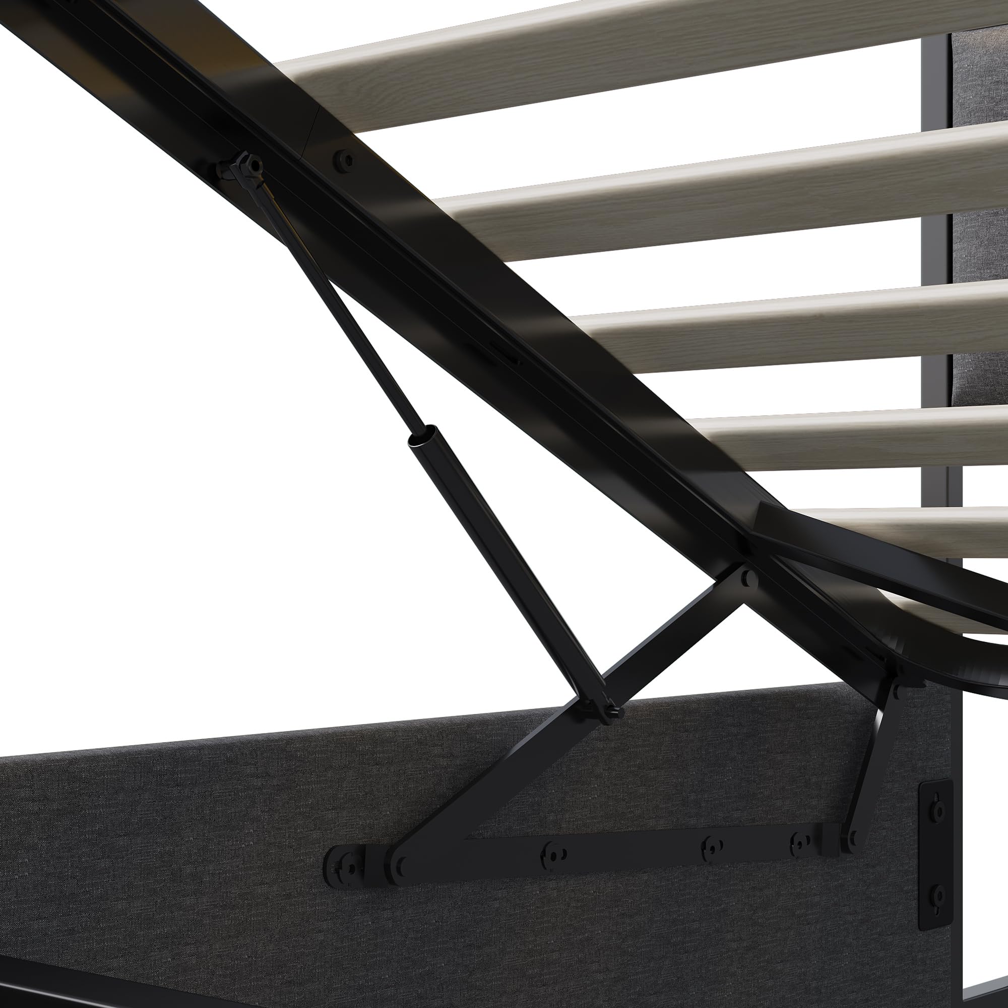Lit Coffre 140x190 cm, Lit Double rembourré avec éclairage LED et Port USB, Lit Rangement en Hydraulique, Cadre de de Rangement Moderne, sans Matelas (Gris + Lin)