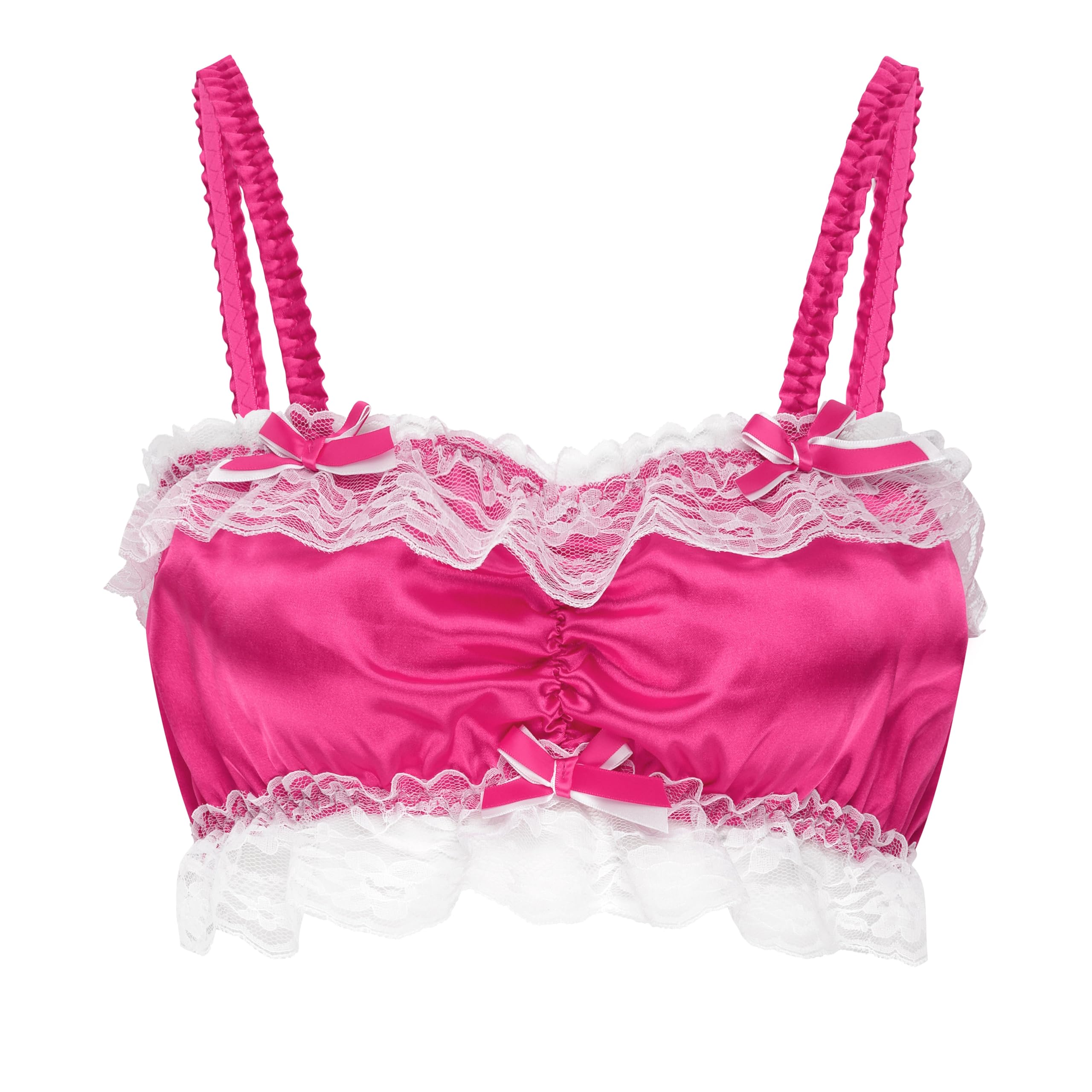 Satini Women's Hot Pink Sissy Satin Fitted Bralette, Xxl