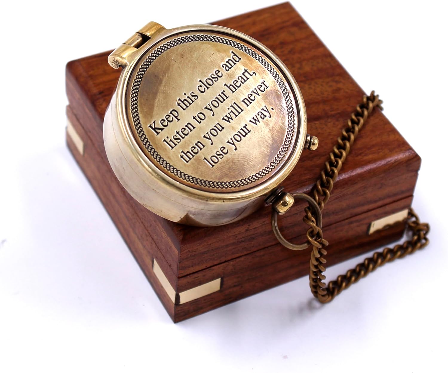 Handmade Camping – Keep This Close and Listen to Your Vintage Gift Compass for Men, Women, Scouts | Working Brass Pocket Compass for Hiking, Camping, Graduation,