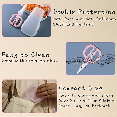 Miniatura 4 de Tijeras de comida para bebés con estuche de viaje, tijeras de cerámica para alimentos para niños, tijeras para niños pequeños con bloqueo de