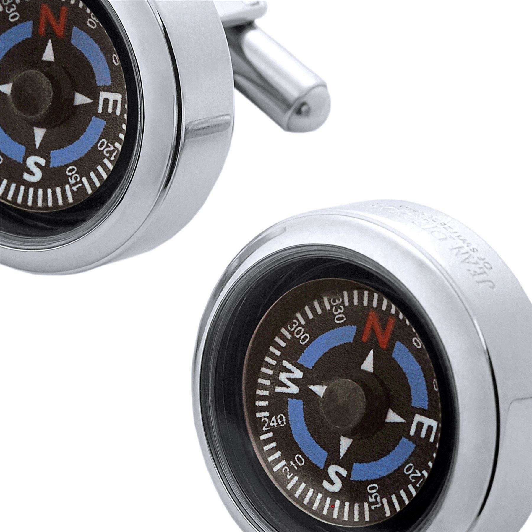 Cufflinks with Compasses Black Dials - Chrome Plated - Gents Luxury Gift Box