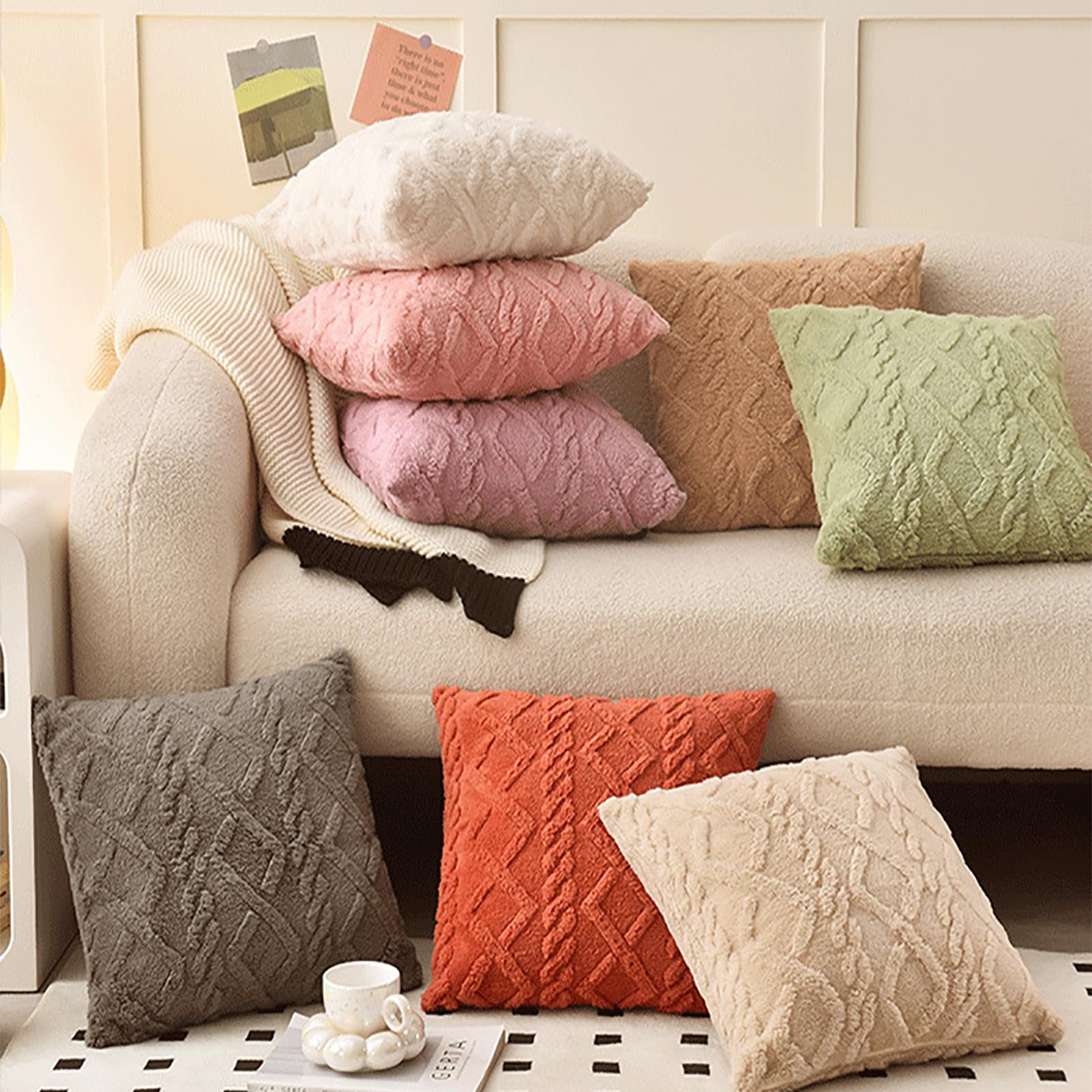 Miękka poduszka poszewka na poduszkę 50x50cm, kwadratowa dekoracyjna poduszka do rzucania, dekoracyjna miękka poduszka elegancki design, neutralny miękki dekoracyjny, do łóżka, sofy