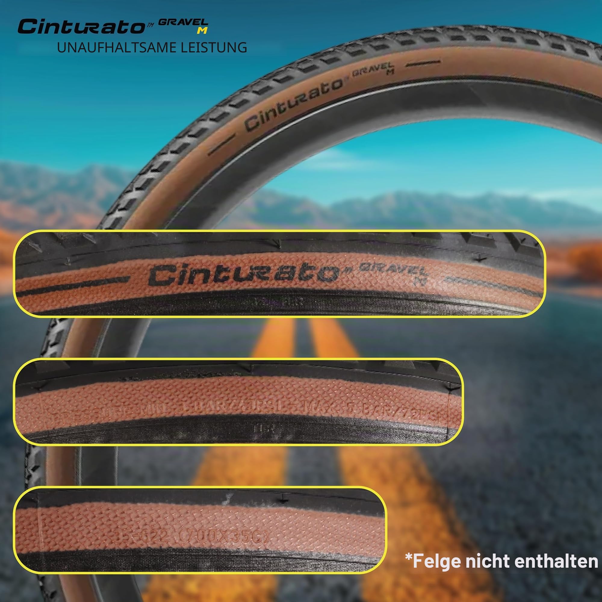 Pirelli Cinturato Gravel M Bike Tyre, Size 35-622, Black