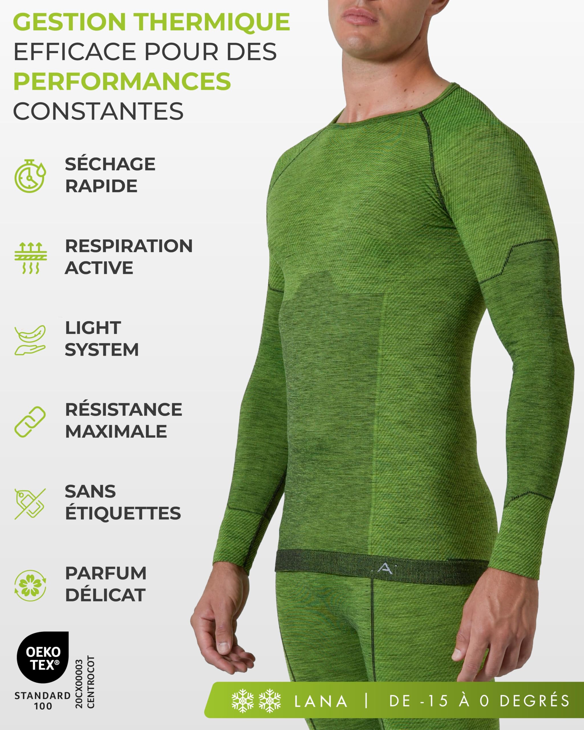 Risalti Haut Thermique Femme et Homme Laine Merinoss - sous Vetement Thermique Homme et Femme Extreme, élastiques, Respirants, Unisex, sans Couture - Made in Italy