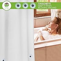 Vista 4 de Forro de cortina de ducha de PEVA resistente con imanes y ventosas, 70 x 72 pulgadas de largo