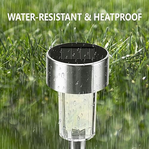 Miniatura 4 de Luces LED solares para exteriores, paquete de 12 unidades, impermeables, de acero inoxidable, iluminación de paisaje para exteriores, jardín, acera,