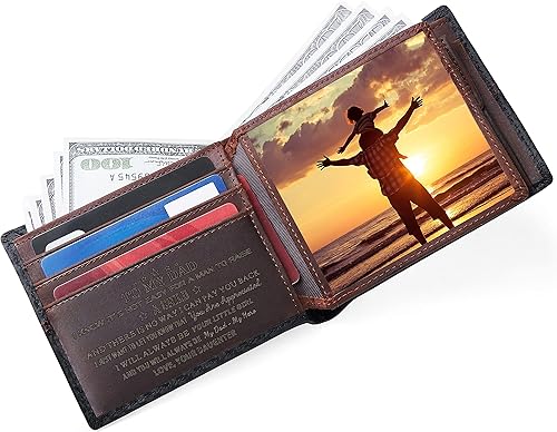 Miniatura 3 de Cartera de cuero grabada personalizada para papá, hijo, marido, novio, cumpleaños, día del padre, San Valentín, Navidad, aniversario, graduación,