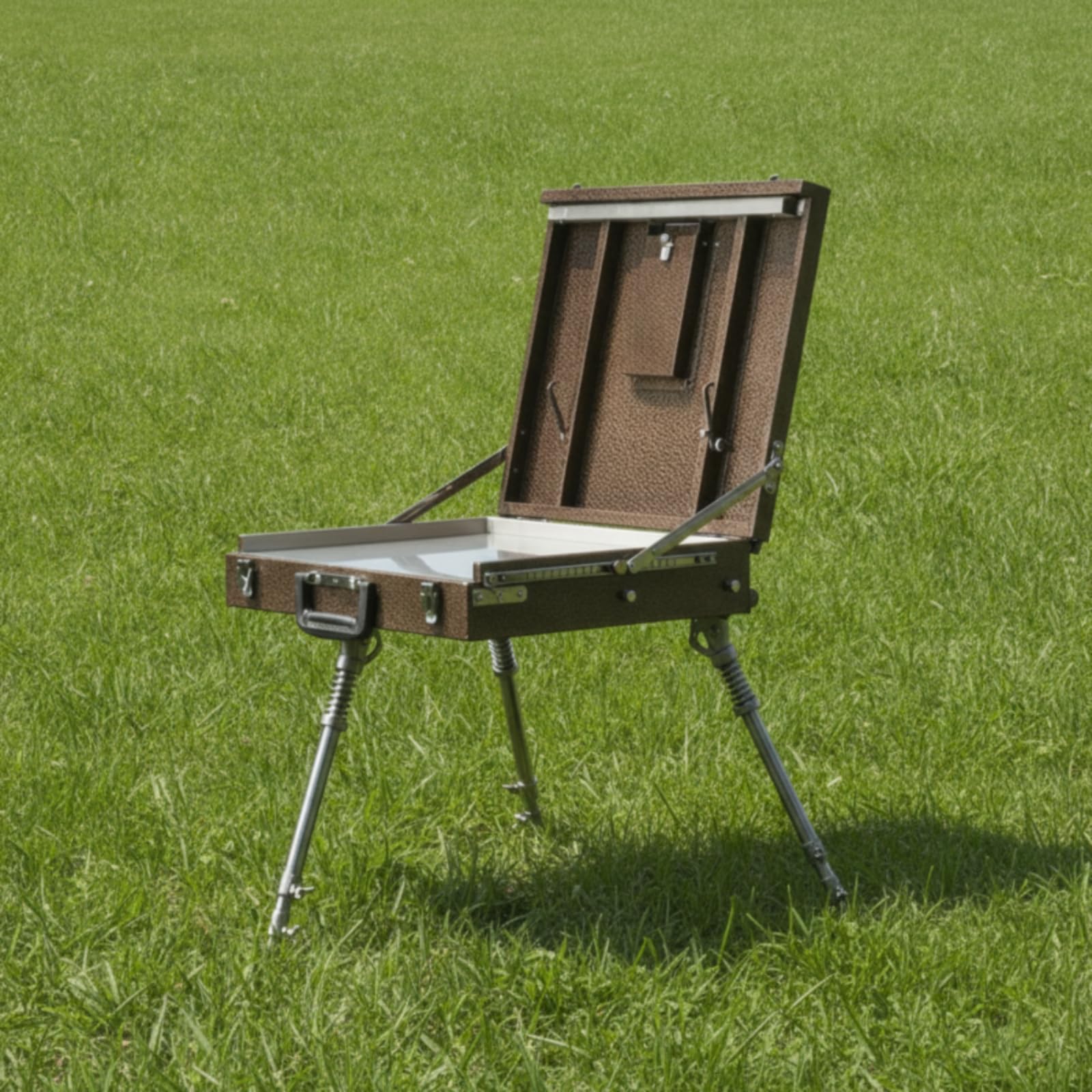Colcolo Industrial Container Chevalet Portatif Valise Boîte Peinture Coffret Métal avec Surface Inclinée et Pieds Stables Réglable 39 à 184 Cm Compact et
