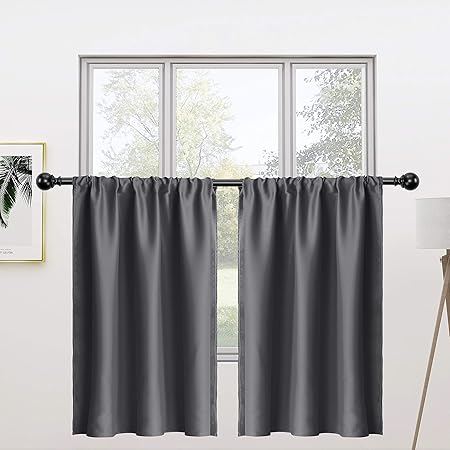 Beige 26 X 24 Inches Set Of 2 Blackout Kitchen Curtains Thermal Insulated Short Curtains For Small Window Cafe Bathroom Basement Curtains Drapes Window Treatments Urbytus Com