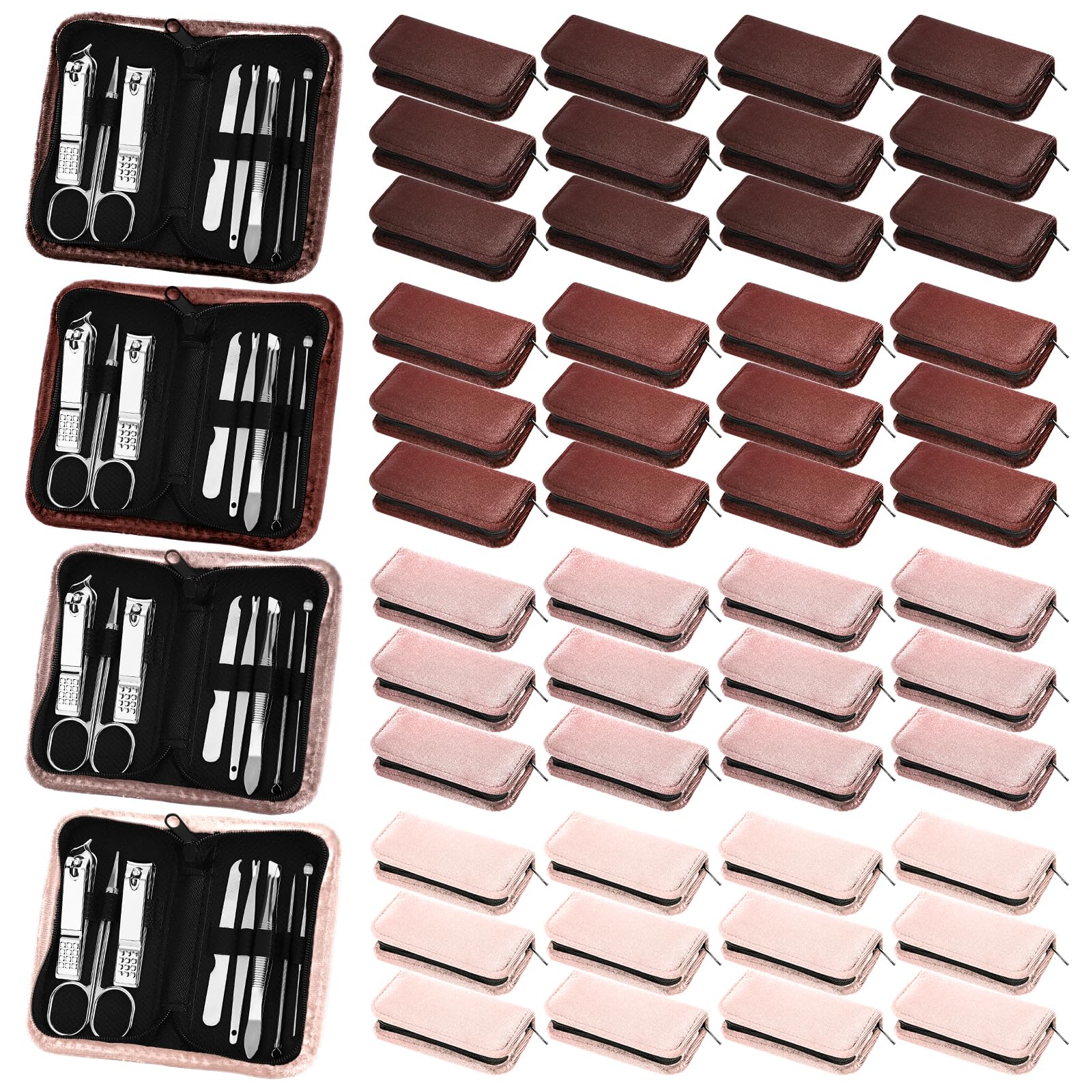 Coume 48 Set Men Gift Bulk Nail Care Kit Stainless Steel 8 in 1 Manicure and Pedicure Set with Travel Case Stocking Stuffers Baby Shower Prizes for