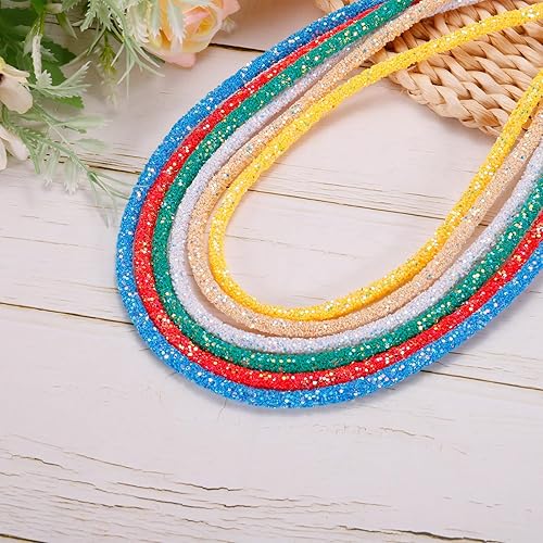 Miniatura 5 de MECCANIXITY Cuerda de lentejuelas con purpurina de 5 yardas y 0.236 in para bricolaje, vestidos de boda, disfraces, zapatos, accesorio de joyería,