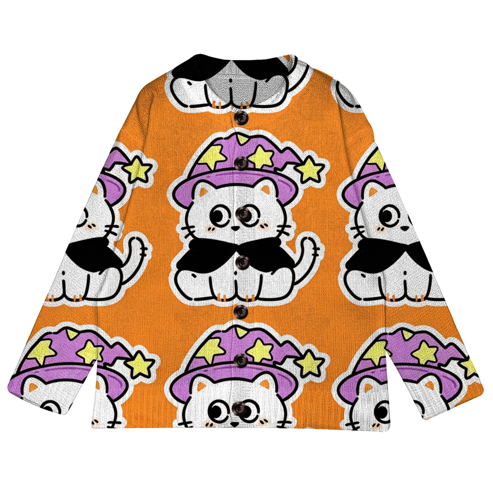 Generisch Maglione stampato, a maniche lunghe, da donna, casual, comodo, elegante, per autunno e inverno, oversize, aperto sul davanti, con cerniera