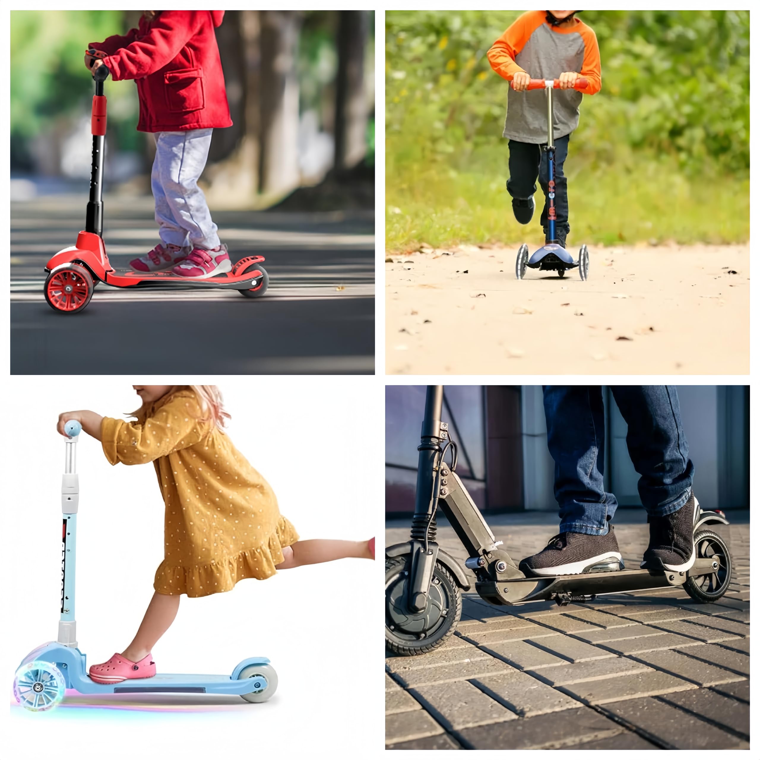 Ruote per scooter, 2 pezzi, luminoso, per tutti i monopattini, colore nero, con ruote da 100 mm