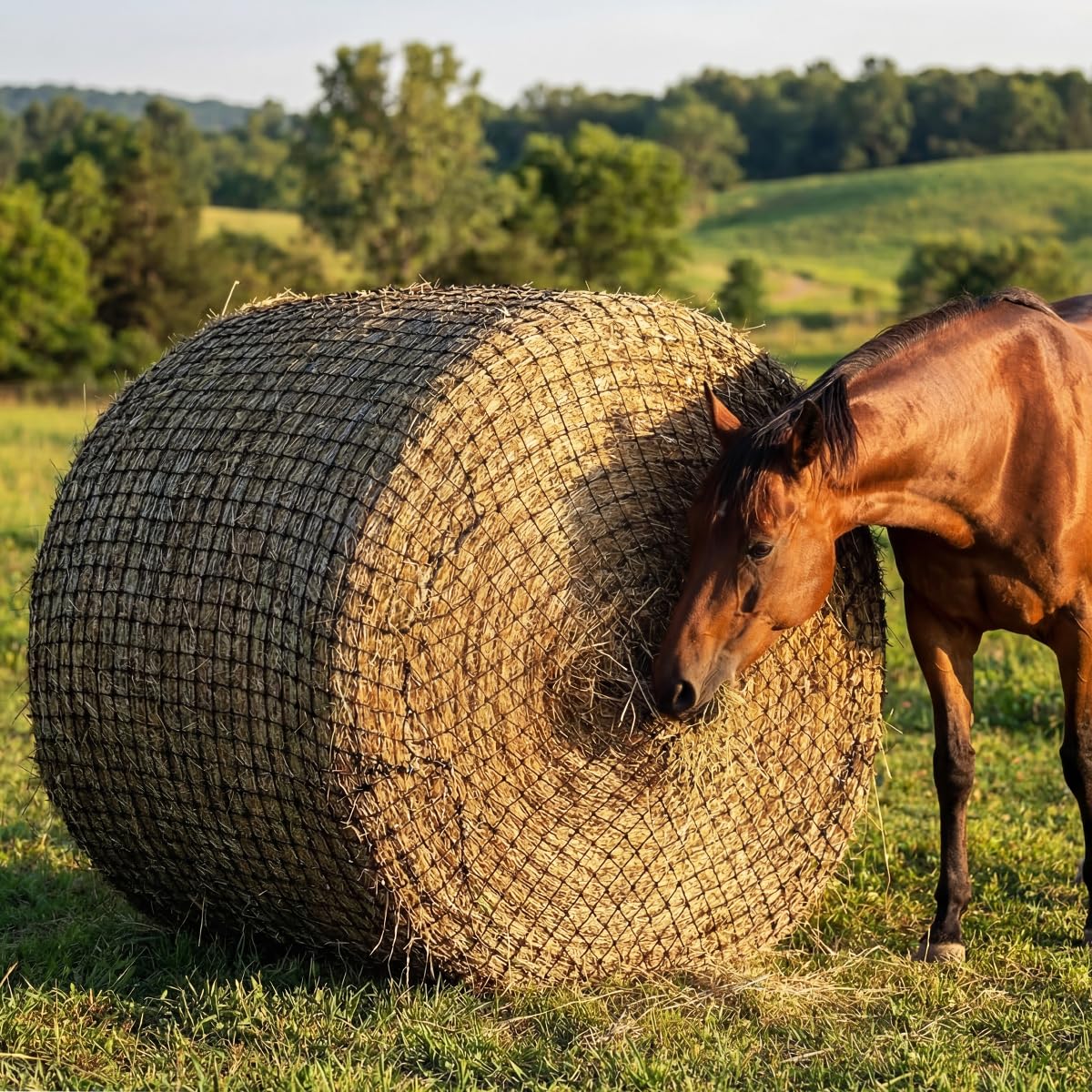 1,8 x 1,8 m rundes Heunetz für Pferde mit 5,1 cm Loch, Heuschnetz für Nutztiere, langsames Füttern, runde Ballen für langsames Füttern