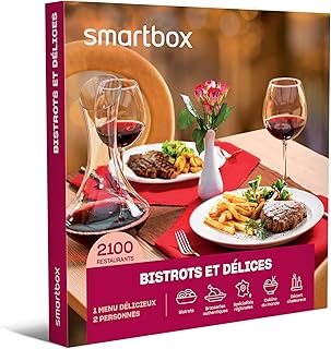 Smartbox - Coffret Cadeau Repas et dîners gourmands à Partager pour 2 Personnes - Idée Cadeau plaisirs de la Table