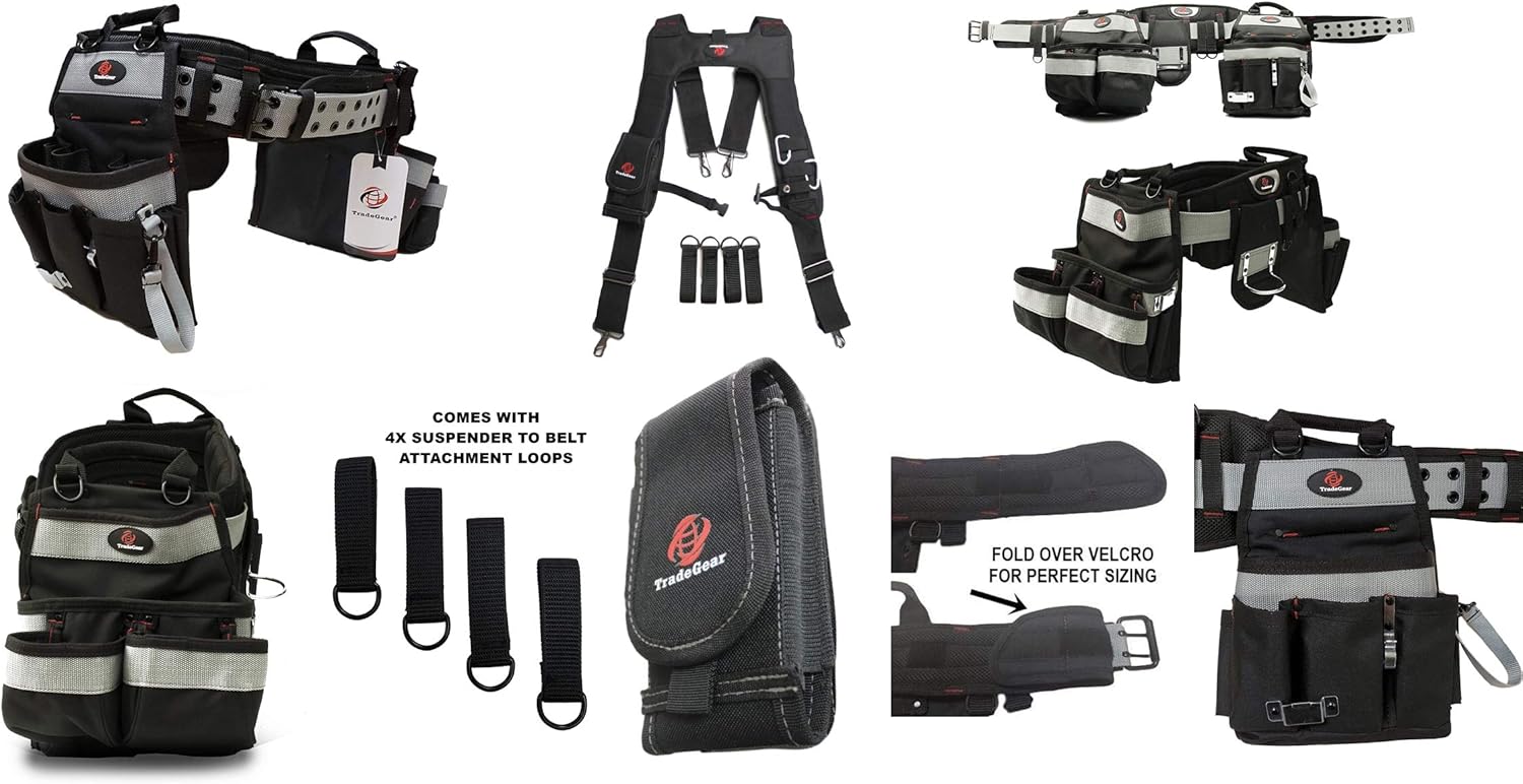 TradeGear Electrician’s 4 Point Suspender Harness – Designed For Maximum Comfort & Durability – Ideal for All Electricians Tools: Clothing