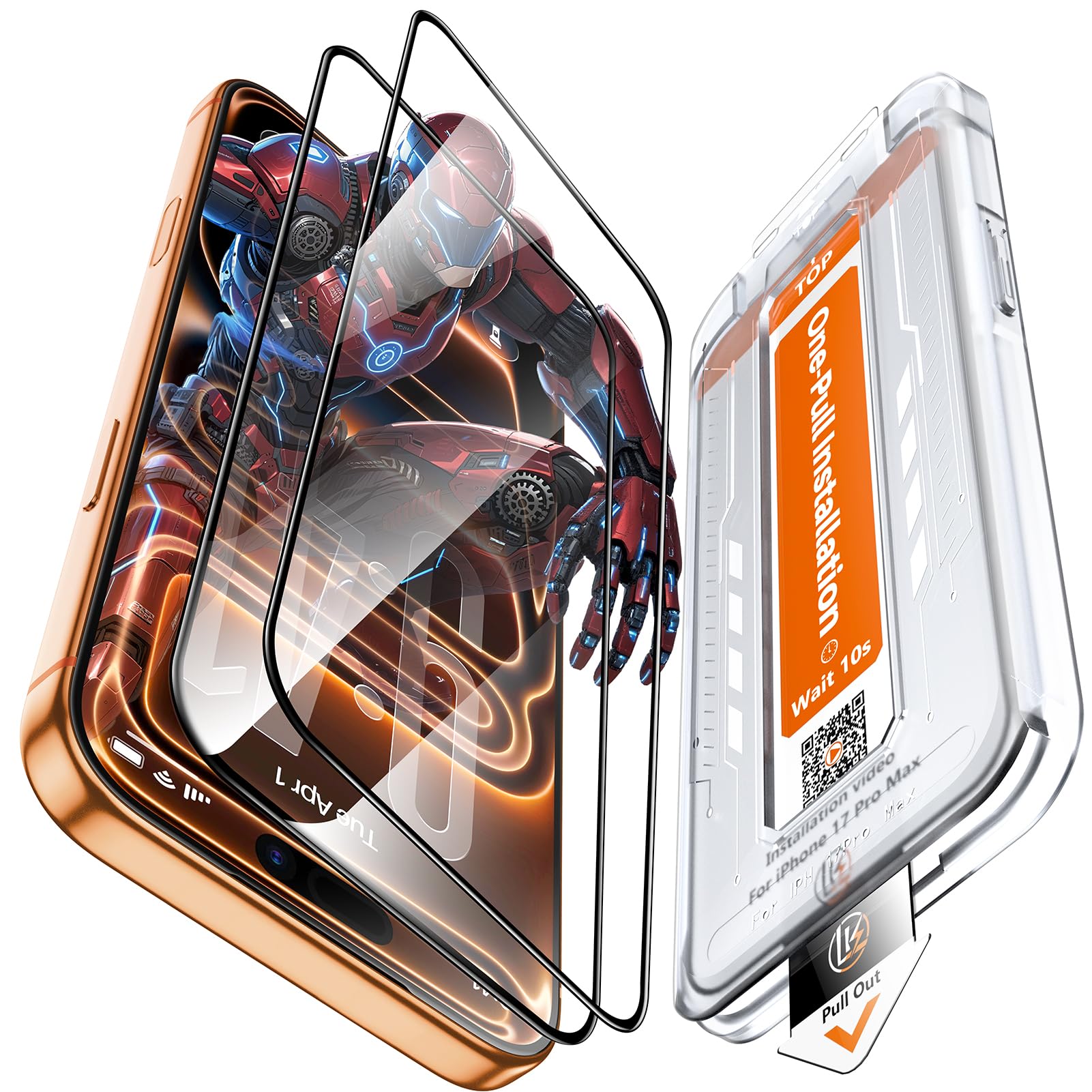 LK 2 Pack for iPhone 17 Pro Max Screen Protector Tempered Glass, Military Grade Shatterproof [Auto Dust-Elimination, 0 Dust &amp; Bubbles] Anti-Scratch, Max Coverge Screen Protector for 17 Pro Max