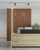 Vista 6 de Woody Walls Paneles de pared de listones de madera maciza, cada panel de pared de listones de madera está hecho de madera real, los paneles