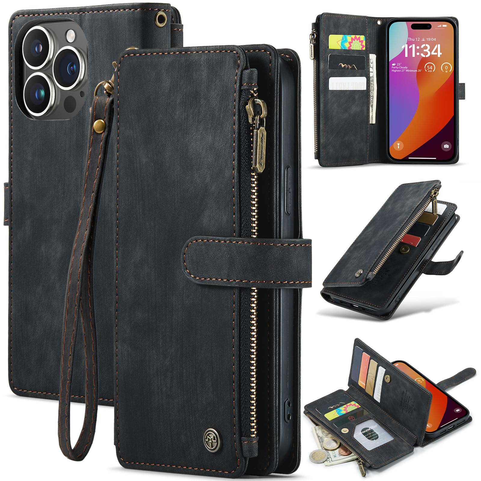 Amazon.co.jp: CaseMe 財布型ケース iPhone 15 Pro Max用 多機能