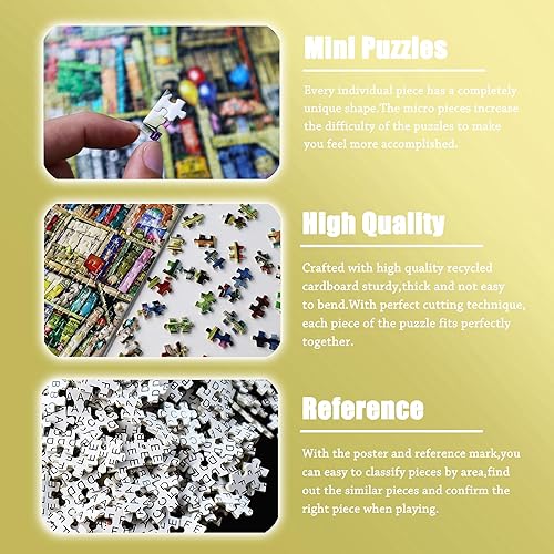 Miniatura 5 de MISITU Rompecabezas de 1000 piezas para adultos, minirompecabezas de micro piezas, desafiantes, rompecabezas difíciles, regalo de Navidad,